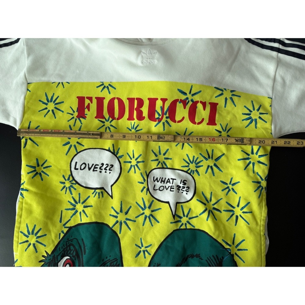 Adidas Fiorucci Women Graphic Hoodie White Yellow Alien Love XS New NWT - Picture 5 of 11